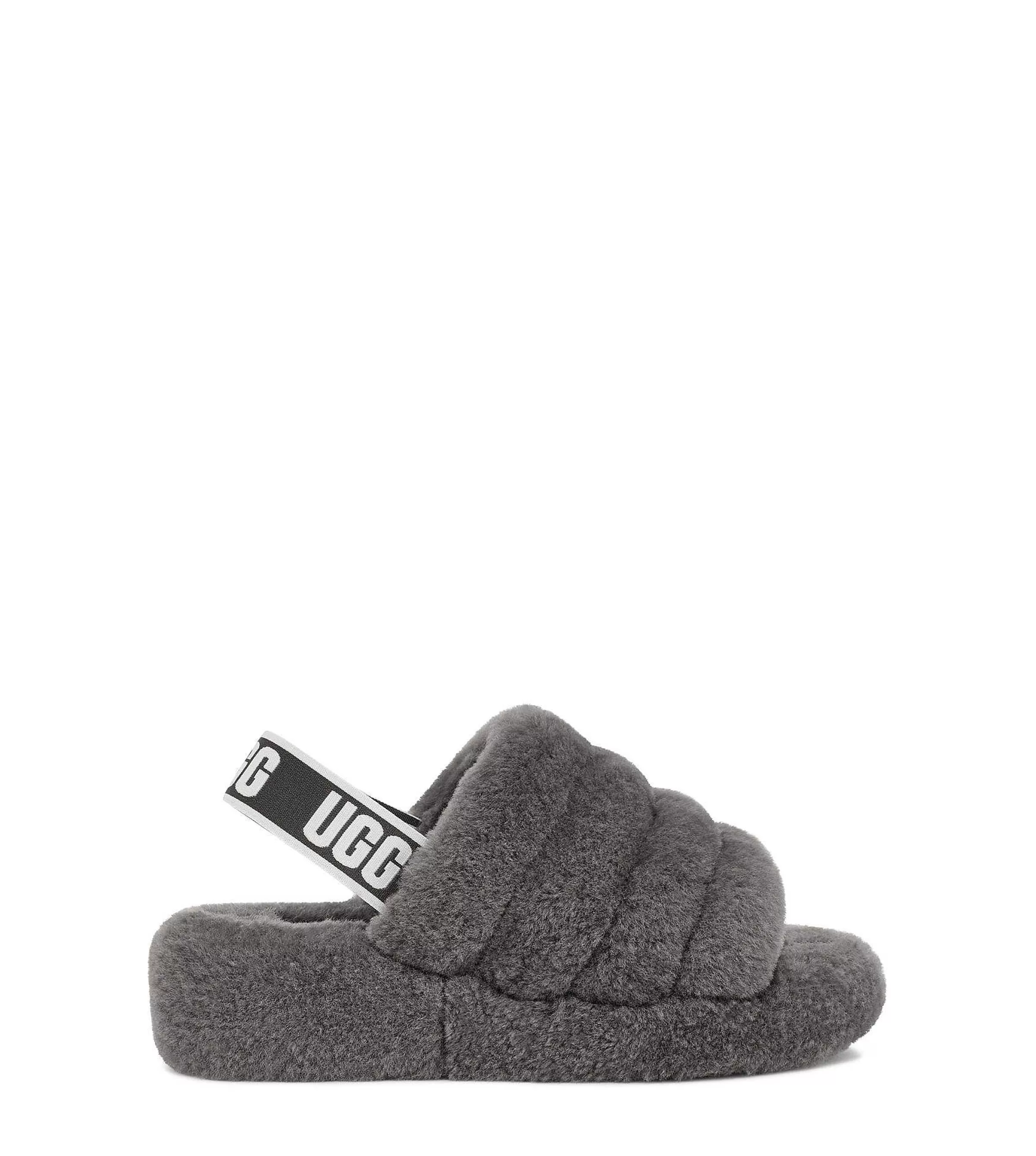 Kapcie | Kobieta UGG Fluff Tak, slajd, Węgiel drzewny