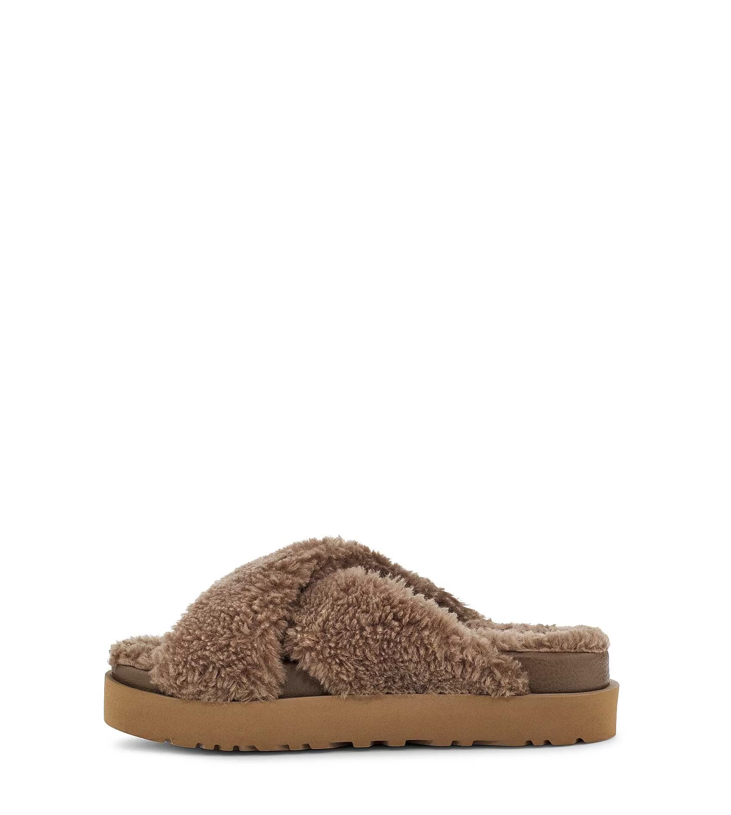 Kapcie | Kobieta UGG Fuzz Sugar Cross Slide, Amerykański orzech biały