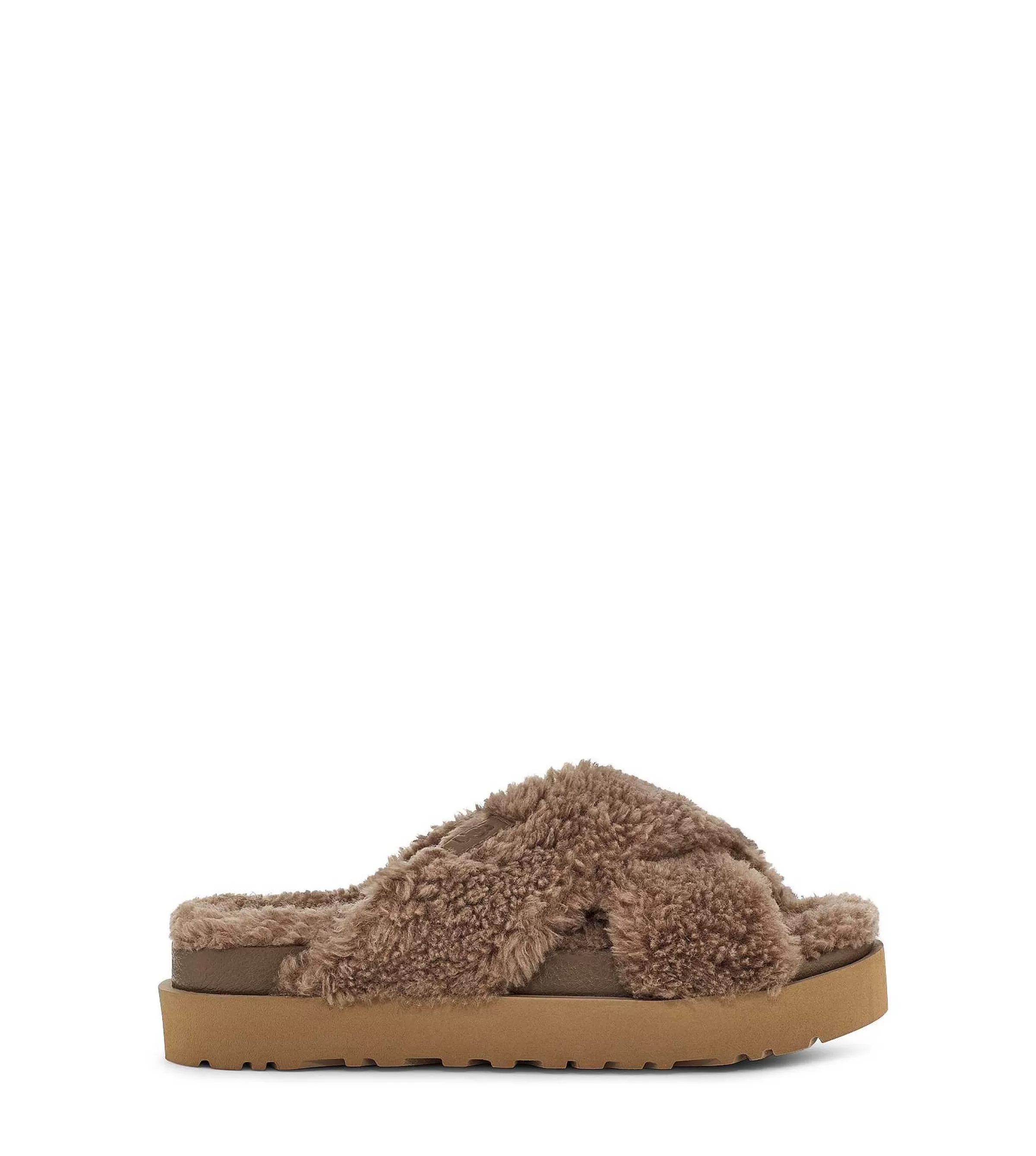 Kapcie | Kobieta UGG Fuzz Sugar Cross Slide, Amerykański orzech biały